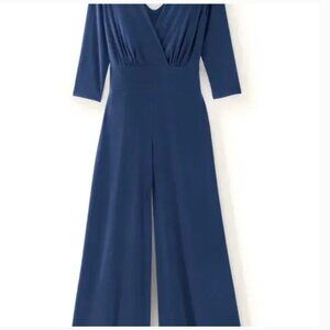 Soft Surroundings Navy Knit Jumpsuit NWT | Size L | Flattering Wrap-Front